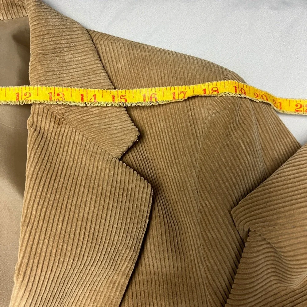 Via Europa Foley's Corduroy Blazer Sport Coat Two Button Jacket Tan Brown Sz 42L